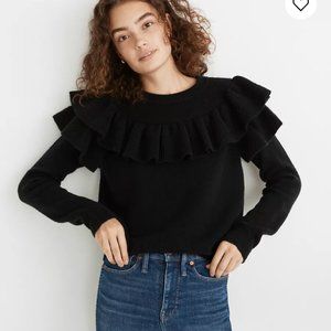 Madewell Ruffle-Yoke Sweater in Coziest Yarn / Size M